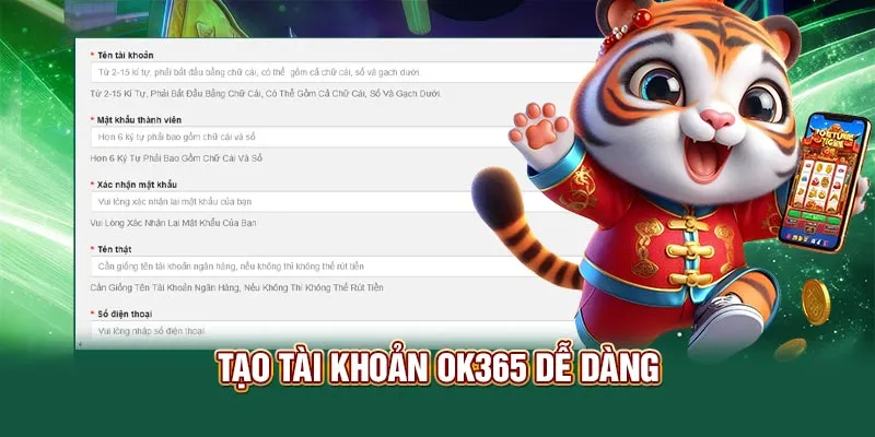 Tạo tài khoản OK365 dễ dàng